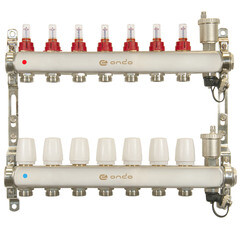 Изображение товара Коллекторная группа с расходомерами Ondo 1 ВР(г) х 7 выходов 3/4 НР(ш) ЕК х 1 ВР(г)