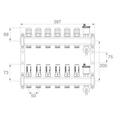 Коллекторная группа с расходомерами Ondo 1 ВР(г) х 6 выходов 3/4 НР(ш) ЕК х 1 ВР(г) - фото 5