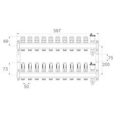 Коллекторная группа с расходомерами Ondo 1 ВР(г) х 10 выходов 3/4 НР(ш) ЕК х 1 ВР(г) - фото 6