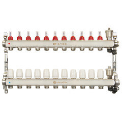 Коллекторная группа с расходомерами Ondo 1 ВР(г) х 11 выходов 3/4 НР(ш) ЕК х 1 ВР(г) - фото 1