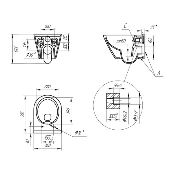 Комплект инсталляции Cersanit Vector LP с унитазом City Smart CO DPL EO ...