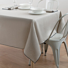 Изображение товара Скатерть Rusby 150х250 см лен бежевый/синий