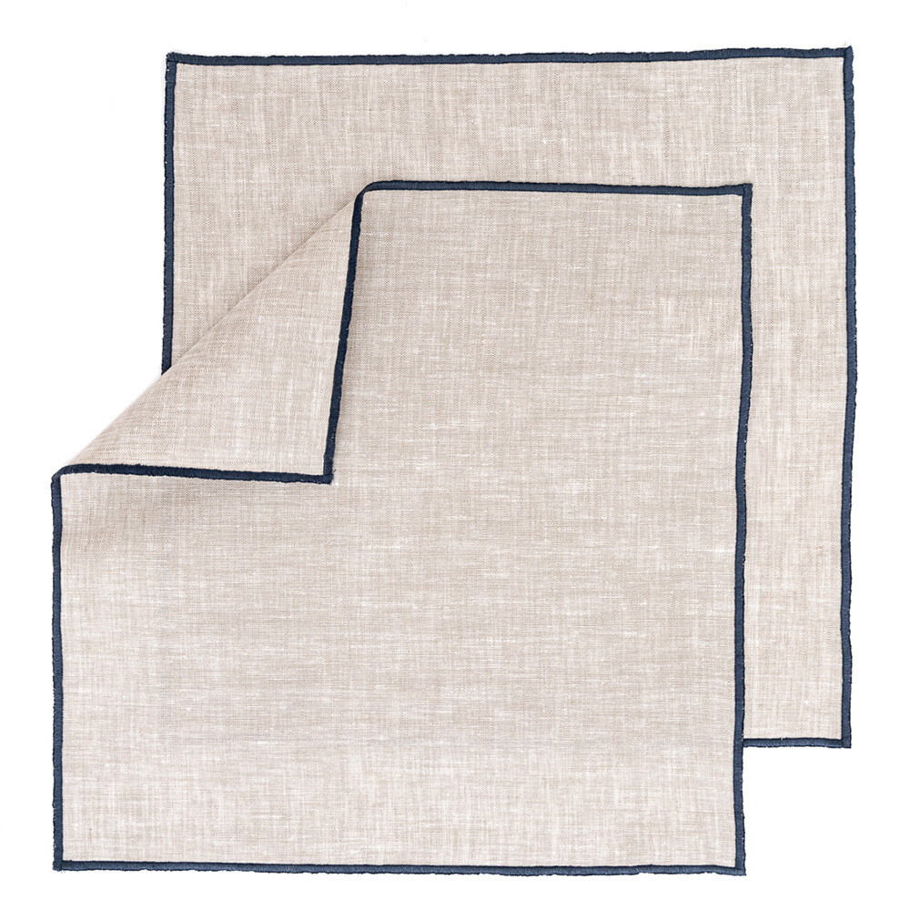 Изображение товара Набор салфеток сервировочных Rusby из льна 35х35 см с синей отстрочкой 4 шт