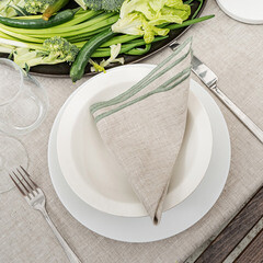 Салфетки сервировочные Rusby 35х35 см лен зеленые (4 шт.) - фото 2