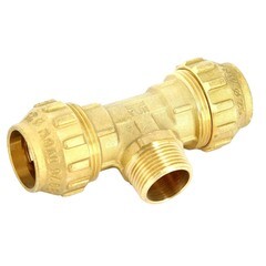 Тройник ПНД Tiemme компрессионный переходной 32х32х1 НР(ш) латунь - фото 4