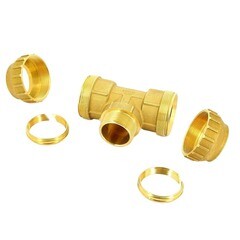 Тройник ПНД Tiemme компрессионный переходной 32х32х1 НР(ш) латунь - фото 2