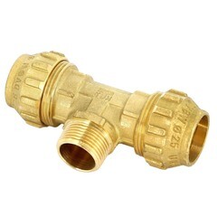 Изображение товара Тройник ПНД Tiemme компрессионный переходной 40х40х1 1/4 НР(ш) латунь