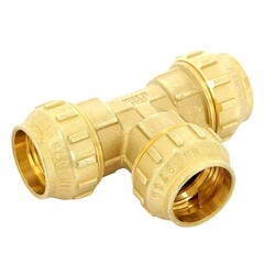 Изображение товара Тройник ПНД Tiemme компрессионный 25х25х25 мм латунь