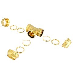 Тройник ПНД Tiemme компрессионный 25х25х25 мм латунь - фото 2