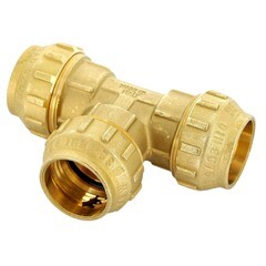 Изображение товара Тройник ПНД Tiemme компрессионный 50х50х50 мм латунь