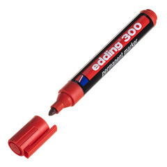 Маркер перманентный Edding 300 красный грифель 1,5-3 мм - фото 1