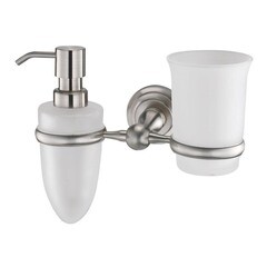 Изображение товара Дозатор для мыла WasserKraft Ammer с держателем стекло матовый/металл никель (K-7089)