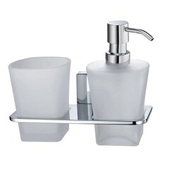 Изображение товара Дозатор для мыла WasserKraft Leine с держателем стекло матовый/металл хром (K-5089)