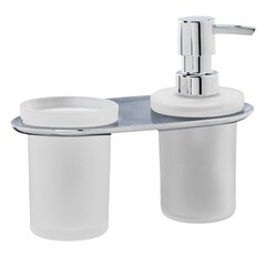 Изображение товара Дозатор для мыла WasserKraft Kammel с держателем стекло матовый/металл хром (K-8389)