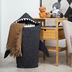 Корзина для хранения игрушек Funny Акула 310х260х750 мм складная темно-серая - фото 3