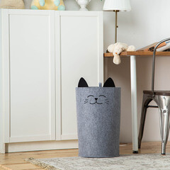 Корзина для хранения игрушек Funny Котик 300х300х480 мм складная светло-серая - фото 2