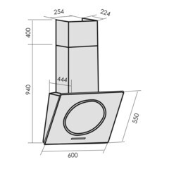 Кухонная вытяжка наклонная MBS Trevesia 160 Glass Black 60 см черная - фото 6
