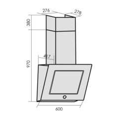 Кухонная вытяжка наклонная MBS Crassula 160 Glass Black 60 см черная - фото 6