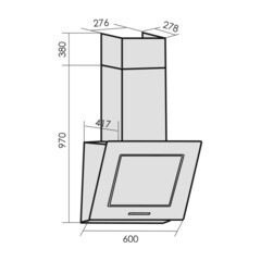 Кухонная вытяжка наклонная MBS Camellia 160 Glass Black 60 см черная - фото 7
