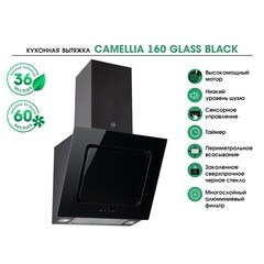 Кухонная вытяжка наклонная MBS Camellia 160 Glass Black 60 см черная - фото 8
