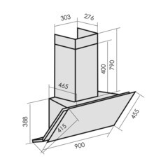 Кухонная вытяжка наклонная MBS Abelia 190 Glass Black 90 см черная - фото 10