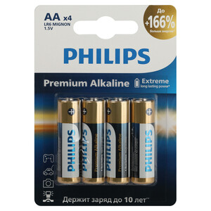 Батарейка Philips Premium АА пальчиковая LR6 1,5 В (4 шт.) (Б0062753 ...