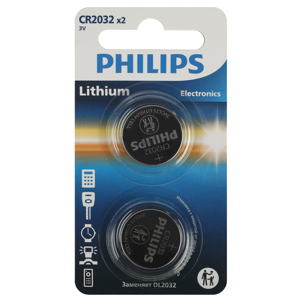 Изображение товара Батарейка Philips Lithium таблетка CR2032 3 В (2 шт.) (Б0062716)