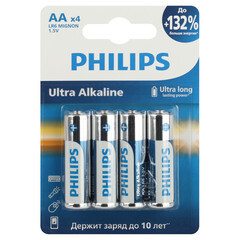 Изображение товара Батарейка Philips Ultra АА пальчиковая LR6 1,5 В (4 шт.) (Б0062694)