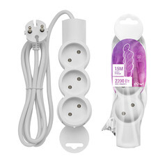 Удлинитель Düwi 3 розетки 1,5 м ПВС 2х0,75 кв.мм 10 А 2,2 кВт белый (32001 4) - фото 2