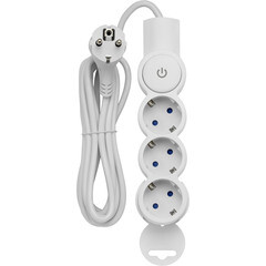 Удлинитель Düwi 3 розетки 3 м ПВС 3х0,75 кв.мм 10 А 2,2 кВт с кнопкой белый (32008 3) - фото 2