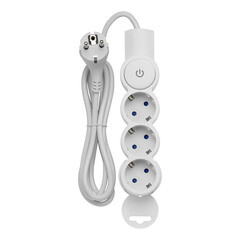 Удлинитель Düwi 3 розетки 2 м ПВС 3х0,75 кв.мм 10 А 2,2 кВт с кнопкой белый (32007 6) - фото 3