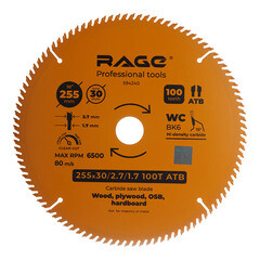 Изображение товара Диск пильный по дереву Rage by Vira Clean cut 255х30х1,7 мм 100 зубьев (594240)