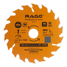 Диск пильный по дереву Rage by Vira Fast cut 190х30 мм 18 зубьев (594231)