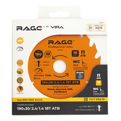 Диск пильный по дереву Rage by Vira Fast cut 190х30х1,4 мм 18 зубьев (594231) - фото 3