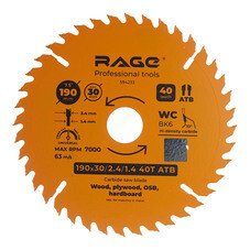 Диск пильный по дереву Rage by Vira Universal 190х30 мм 40 зубьев (594233)