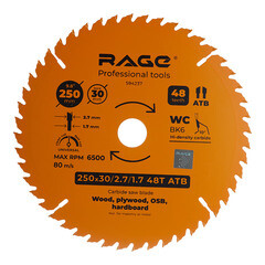 Изображение товара Диск пильный по дереву Rage by Vira Universal 250х30х1,7 мм 48 зубьев (594237)