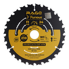Диск пильный по дереву Rage Furious Fast cut 210х30 мм 24 зуба (594234)