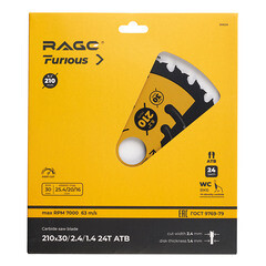 Диск пильный по дереву Rage Furious Fast cut 210х30х1,4 мм 24 зуба (594234) - фото 3