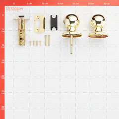 Ручка-защелка Punto кноб 6072 PB-P без ключа и фиксатора золото - фото 2