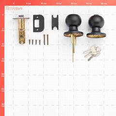 Ручка-защелка Punto кноб 6072 BL-E с ключом и фиксатором черная - фото 3