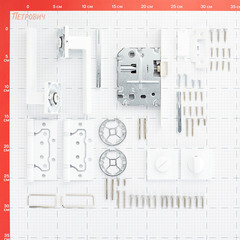 Комплект фурнитуры для двери Lavelly Marigold с замком петлями и фиксатором квадратная розетка белый (990330) - фото 2