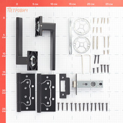 Комплект фурнитуры для двери Lavelly Marigold с защелкой и петлями квадратная розетка черный (990331) - фото 2