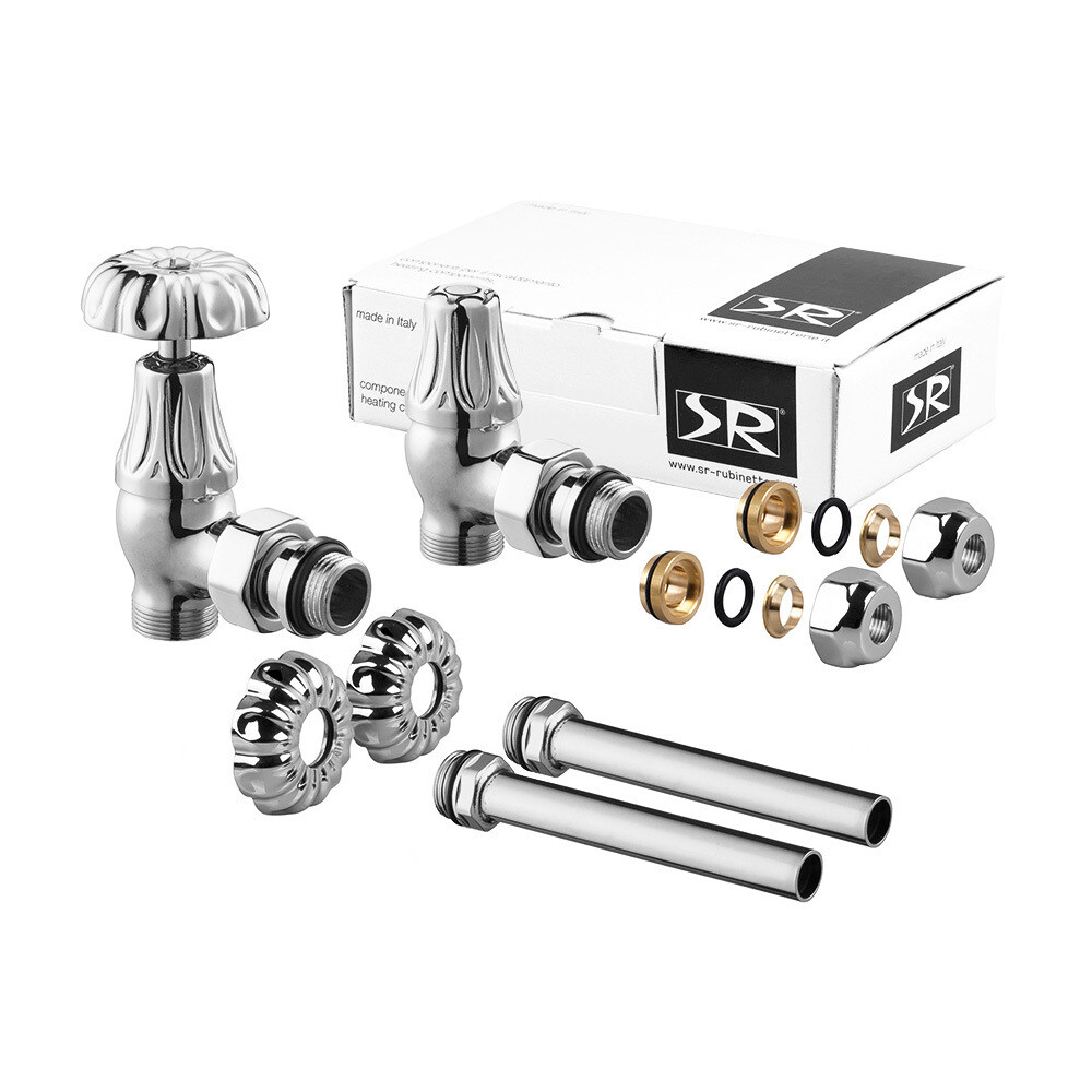 Изображение товара Комплект терморегулирующих угловых вентилей SR Florаl Old Style для радиатора 1/2 х 24/19