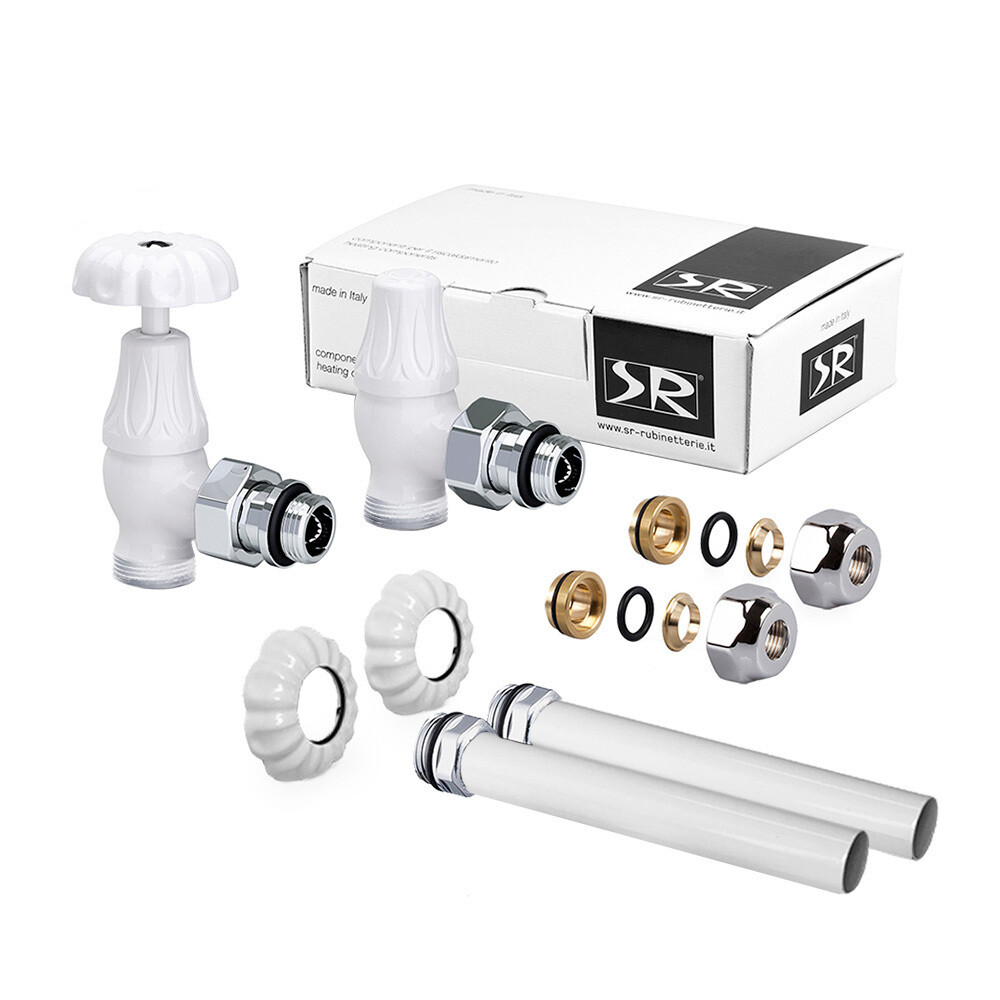 Изображение товара Комплект терморегулирующих вентилей угловых SR Rubinetterie Floral Old Style 1/2 для радиаторов