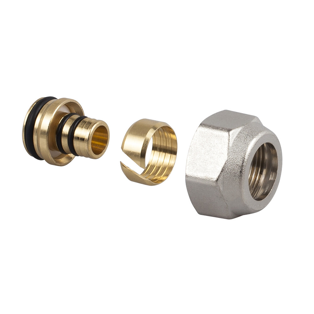 Изображение товара Соединитель резьбовой SR Rubinetterie 16 мм х 1/2 для многослойных труб никелированный