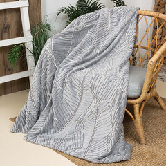 Плед 200х220 см Casa Conforte Stella Tropic микрофибра серый - фото 2