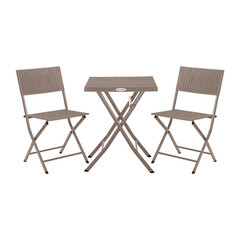 Изображение товара Набор садовой мебели складной пластиковый Элластик-Пласт Rattan Ola Dom антрацит стол и 2 стула