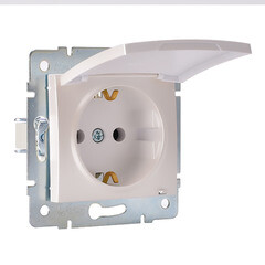 Розетка Lezard Karina встраиваемая жемчужно-белая с крышкой (707-3088-123B) - фото 6