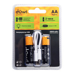 Аккумулятор Duwi AA пальчиковый HR6 1,5 В Li-Ion (2 шт.) (62010 5) - фото 3