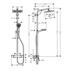Душевая система Hansgrohe с верхним душем с лейкой с термостатом хром (HGSETP01) - фото 2